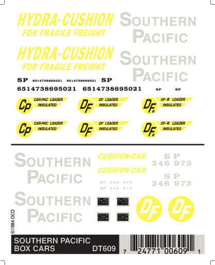 Woodland Scenics DT609 Southern Pacific Box Cars Dry Transfer Decals