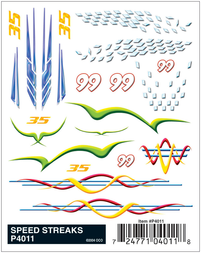 PineCar P4011 Speed Streaks Dry Transfer Decals