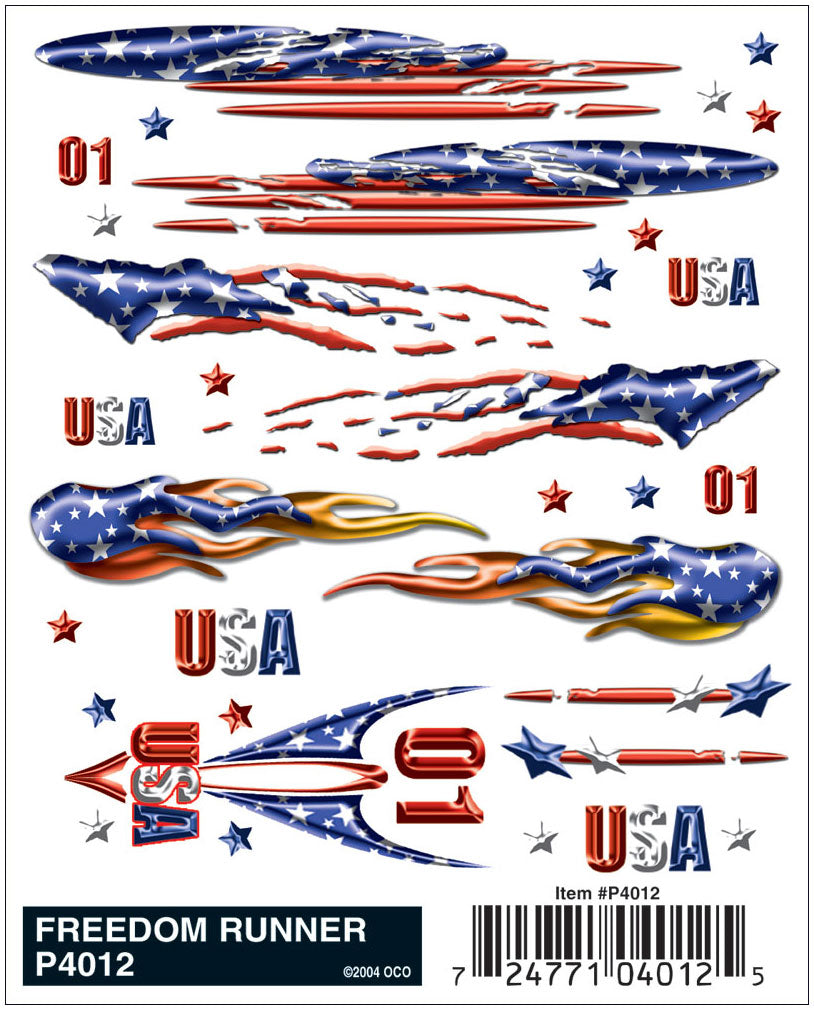 PineCar P4012 Freedom Runner Dry Transfer Decals