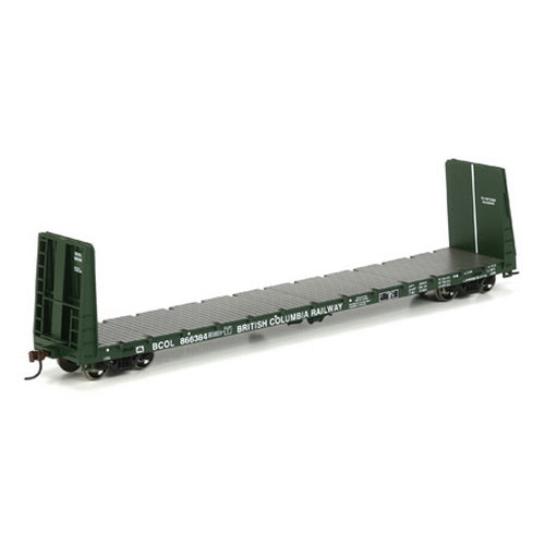 Athearn 88126 HO British Columbia Railway 60' Bulkhead Flatcar #866384