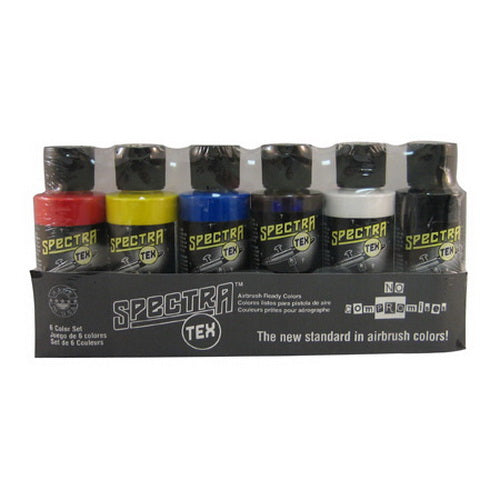 Badger 55-PS Spectra-Tex Primary Color Airbrush Paints (Set of 6