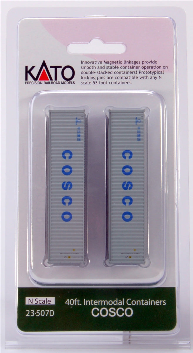 Kato 23-507D N Scale Cosco 40' Intermodal Container Set (Set of 2)