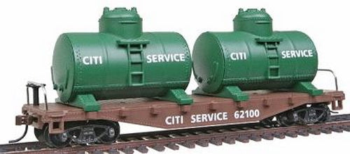 Model Power 98160 HO Citi Service 40' Flat Car with Twin Removable Tanks