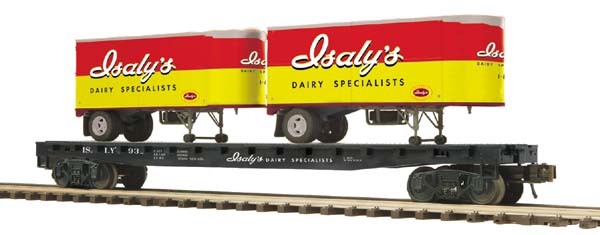 MTH 20-98835 O Gauge Flat Car w/2 Pup Trailers #932