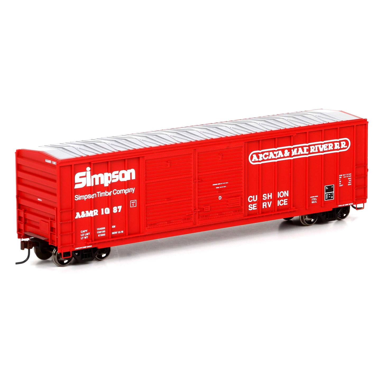 Athearn 98403 HO Arcata & Mad River 50' FMC Offset Double Door Boxcar #1087