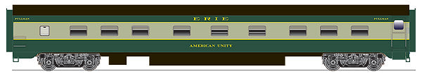 Rapido Trains 113036 HO Erie Post War 6-4-6 Sleeper (American Liberty)