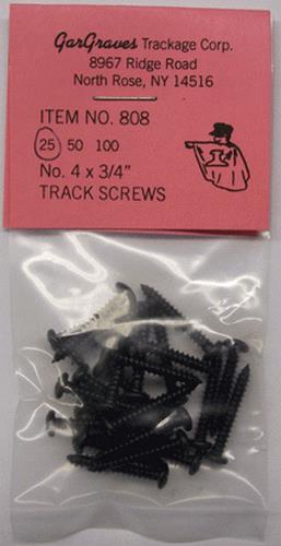 Gargraves 808-25 #4 x 3/4" Phillips Pan Head Track Screws (Pack of 25)