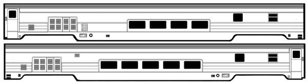 Brass Car Sides 27 HO Great Northern Empire Builder Full-Dome Lounge