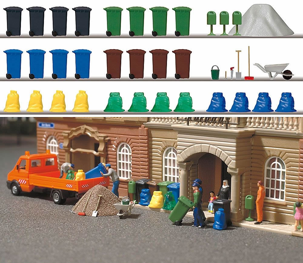 Busch 1136 HO Garbage & Trash Set
