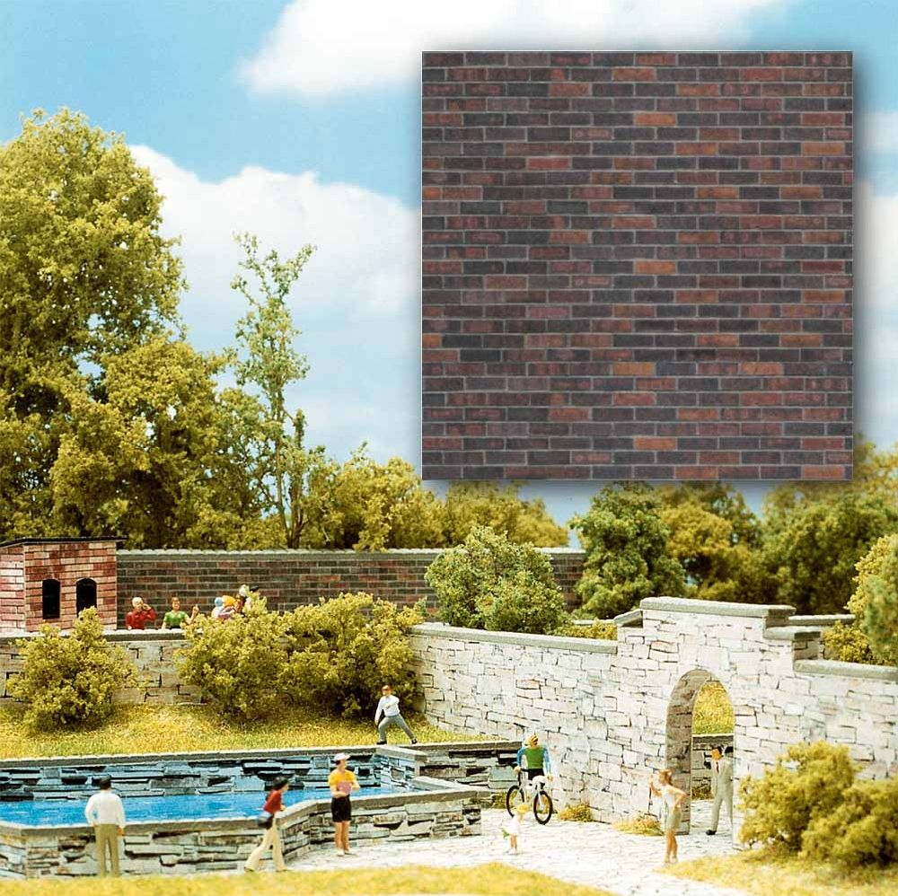 Busch 7424 HO Scale Wall Card Dark Brick