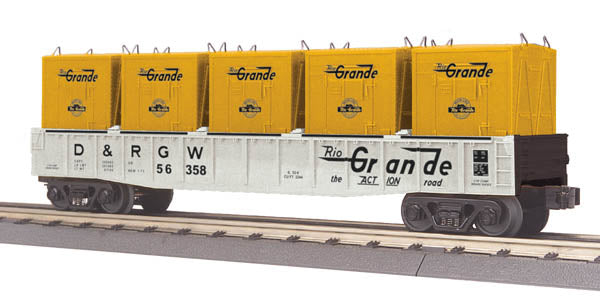 MTH 30-72097 O Gauge D&RGW Gondola #56358 w/LCL Containers