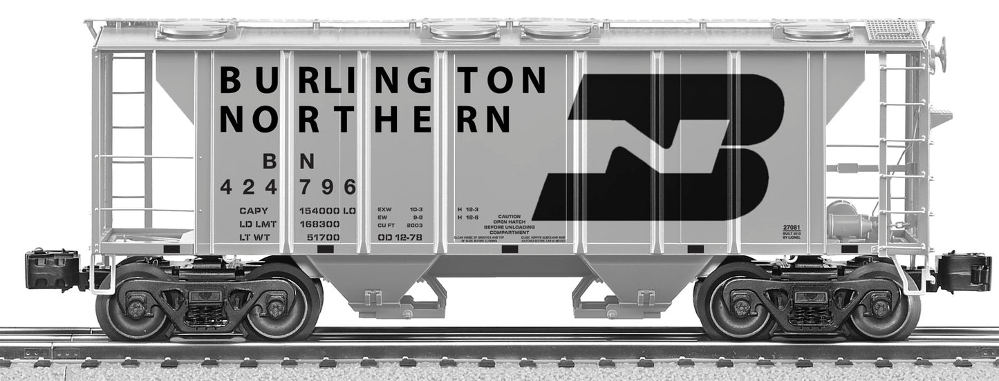 Lionel 6-27081 O Gauge Burlington Northern PS-2 Covered.Hopper #424796