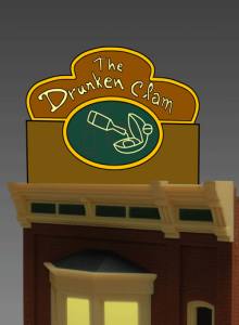 Miller Engineering 880801 O/HO The Drunken Clam Animated Neon Billboard Large