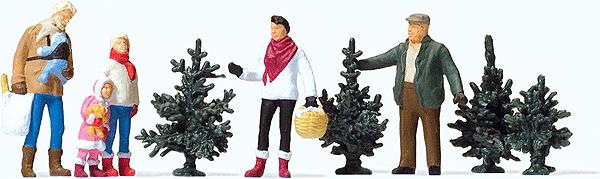 Preiser 10627 HO Christmas Tree Sales Figures (Set of 6)