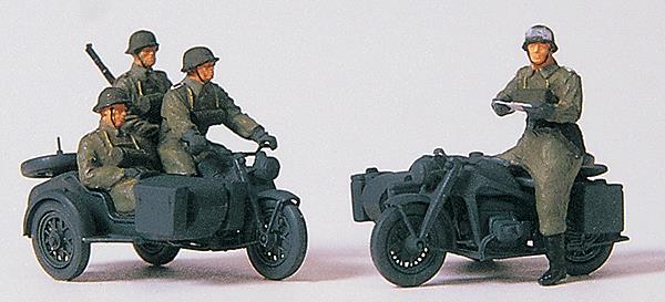 Preiser 16575 HO Mounted Motorcycle Crew w/Sidecar Plastic Figure Kit (Set of 6)