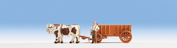 Noch 16704 HO Hand Cart with Ox Figures