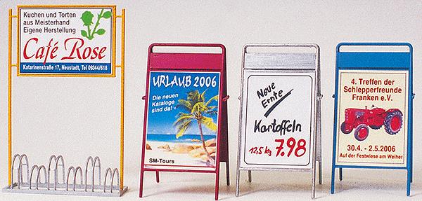 Preiser 45221 G Bicycle Stand with Advertising Boards Plastic Model Kit