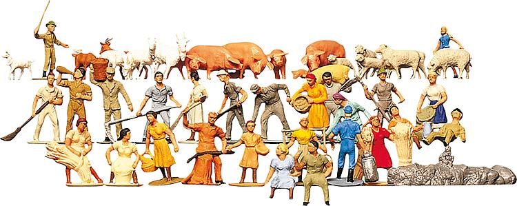 Faller 153004 HO Farm People and Animals Figures (Set of 36)