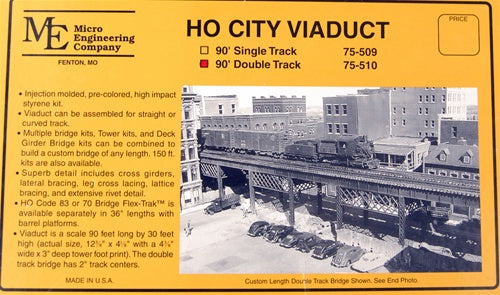 Micro Engineering 75-510 HO 90' Double Track City Viaduct Kit