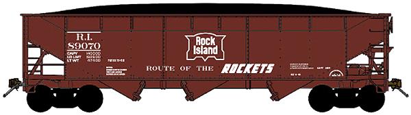 Bluford Shops 73512 N Rock Island 70 Ton Offset Side 3-bay Hopper Car (Set of 2)