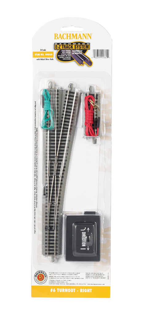 Bachmann 44860 N Nickel Silver #6 E-Z Track Right-Hand Switch Turnout