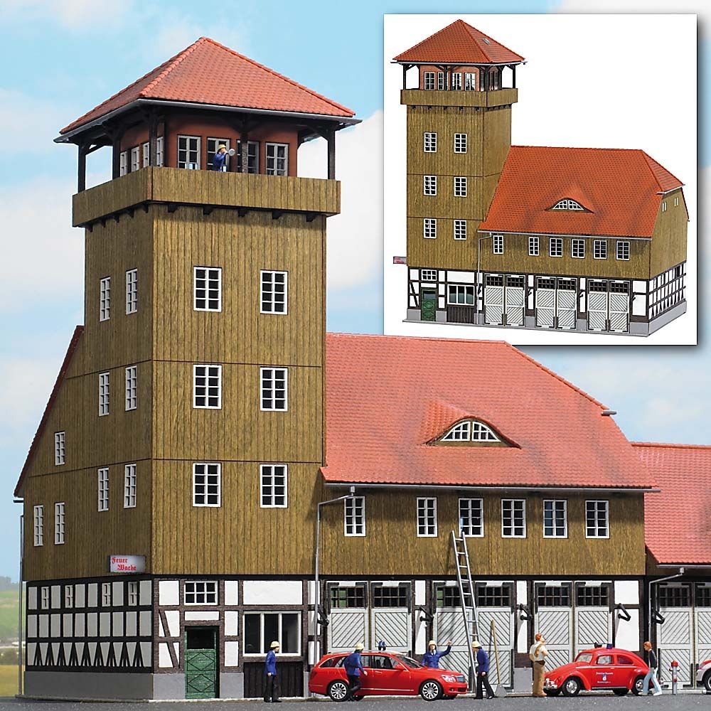 Busch 1450 HO Scale Firehouse Building Kit