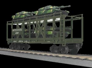 MTH 3076560 O US Army Auto Carrier w/Mini Battle Tanks