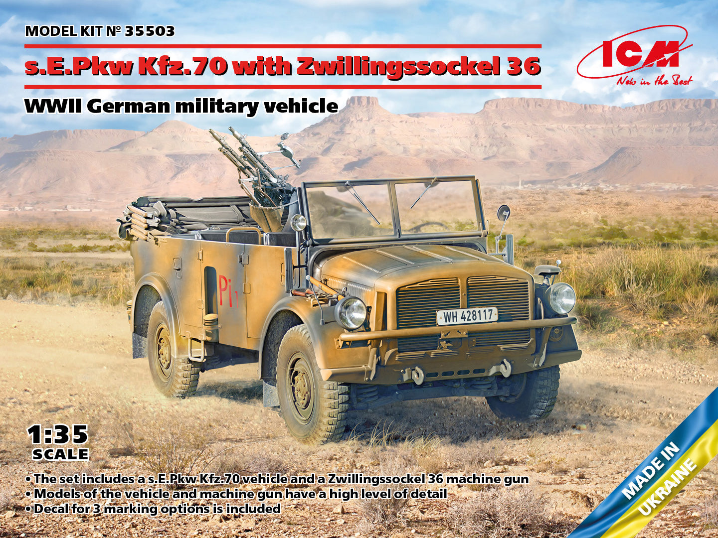ICM 35503 1:35 s.E.Pkw Kfz.70 WWII German Military Vehicle Model Kit