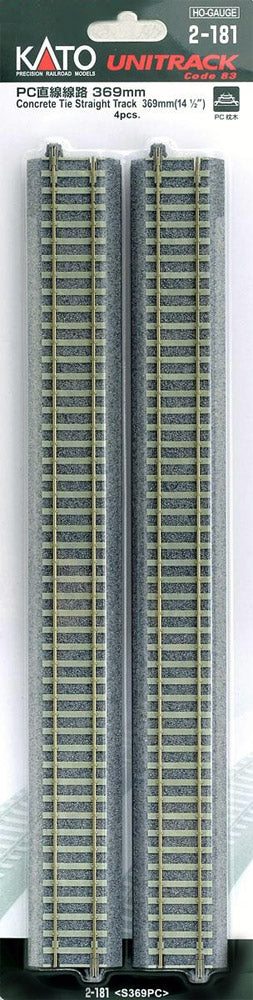 Kato 2-181 HO 14-1/2" Concrete Tie Straight UniTrack (Pack of 4)
