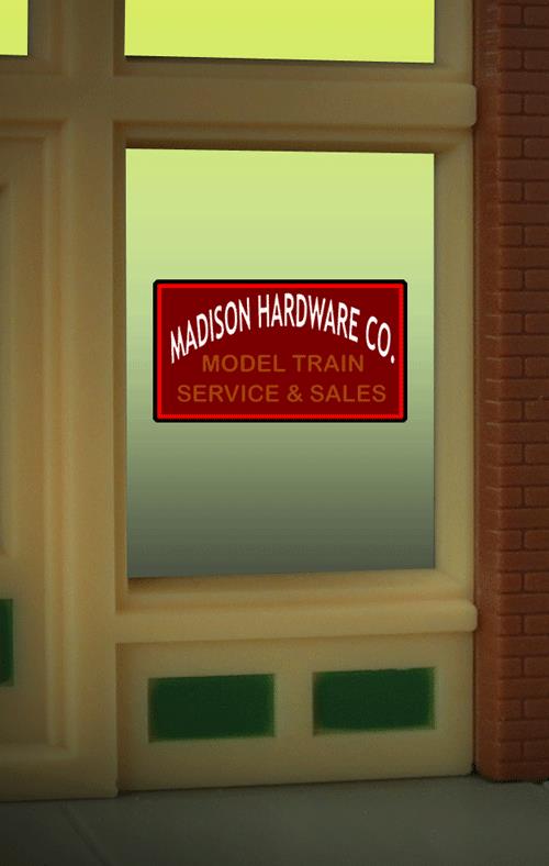 Miller Engineering 8920 HO/O Madison Hardware Lionel Trains Animated Window Sign