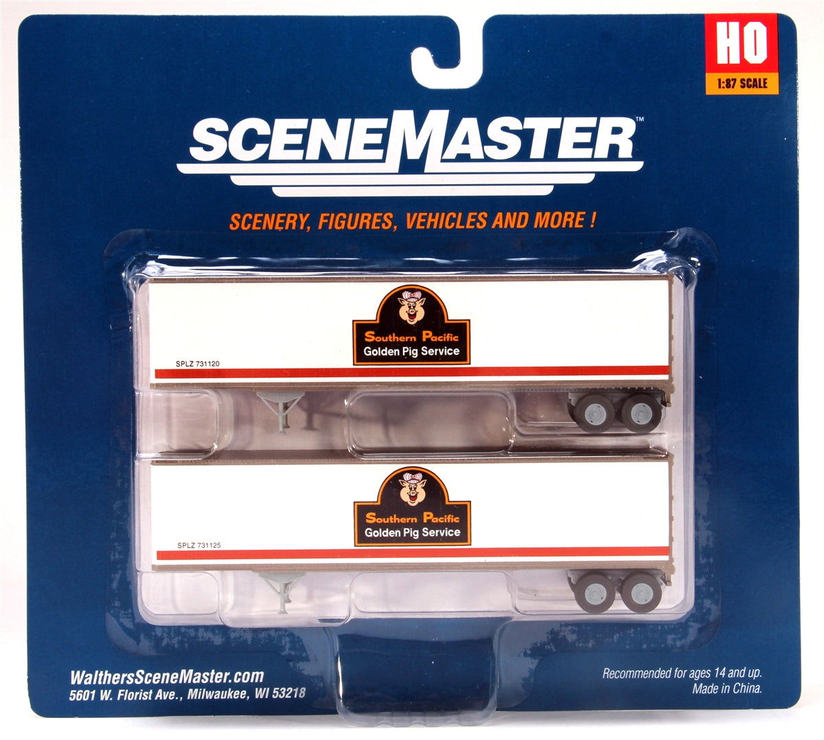 Walthers 949-2201 HO Southern Pacific Golden Pig Service 45' Trailers Pack of 2