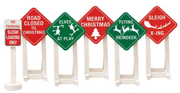 Lionel 6-37185 O Christmas Railroad Signs (Set of 6)