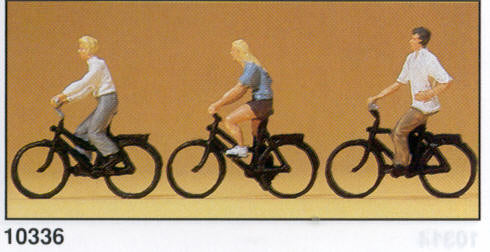 Preiser 10336 HO Scale Bicycles Riders Figures (Rad) (Set of 3)