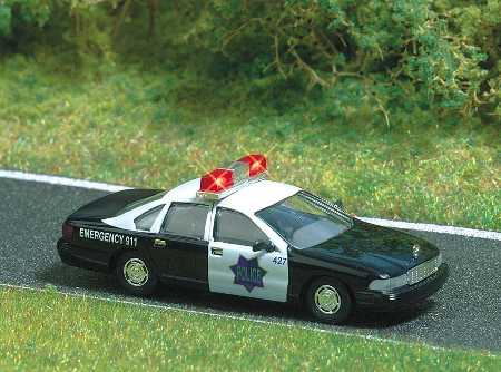 Busch 5621 HO 1:87 Chevrolet w Flashing Lights Police Car Emergency Vehicle