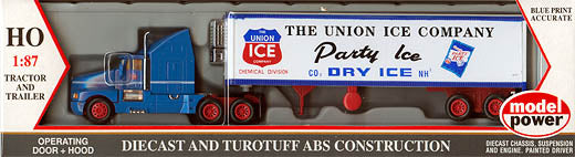 Model Power 23003 1:87 Long Haul w/Refrigerated Trailer Union Ice
