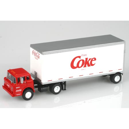 Athearn 8243 HO Enjoy Coke Red Ford Ctractor With White Trailer
