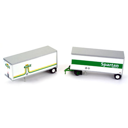 Athearn 91046 HO Spartan Express Two 28' Trailers & Dolly (Pack of 2)
