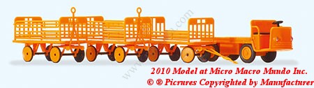 Preiser 17120 HO Electric Vehicle with Trailers Plastic Model Kit (Set of 4)