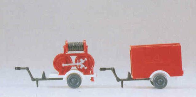 Preiser 35010 HO Ziegler 2 B/2 C Hose Trailer & Fire Fighting Trailer