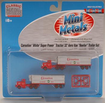 Classic Metal Works 51139 N Mini Metals Carnation Tractor/Trailer (Pack of 2)