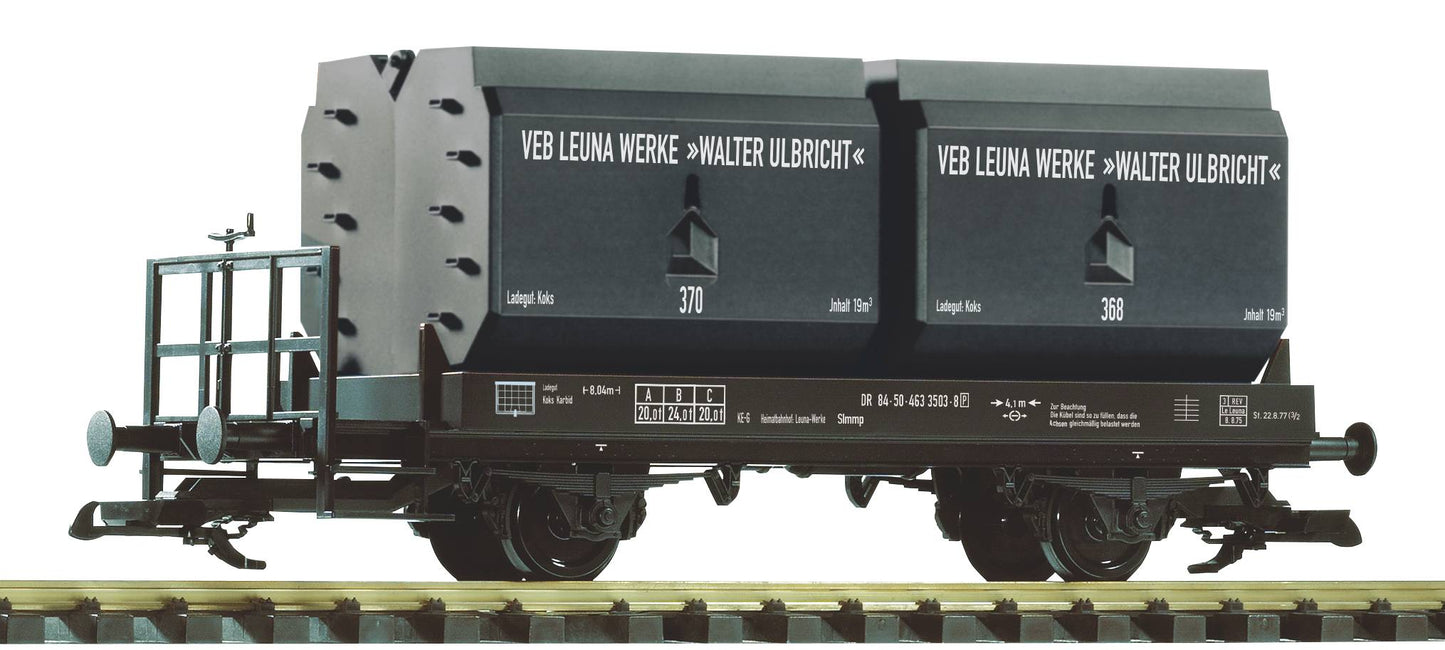 Piko 37773 G German National Railway IV Coal Container Car with Brake Platform