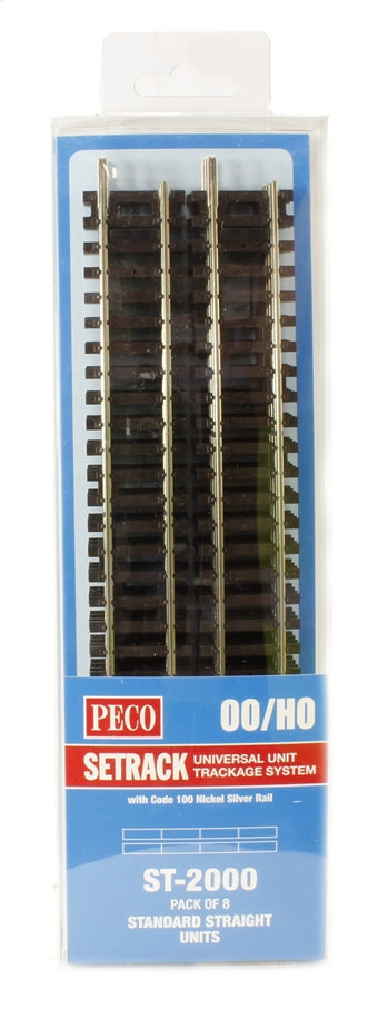 Peco ST-2000 HO Standard Straight Setrack (Pack of 8)