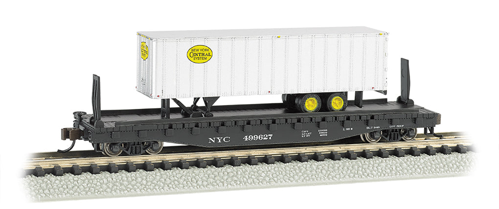 Bachmann 16753 N New York Central 52' Flat Car with NYC 35' Trailer