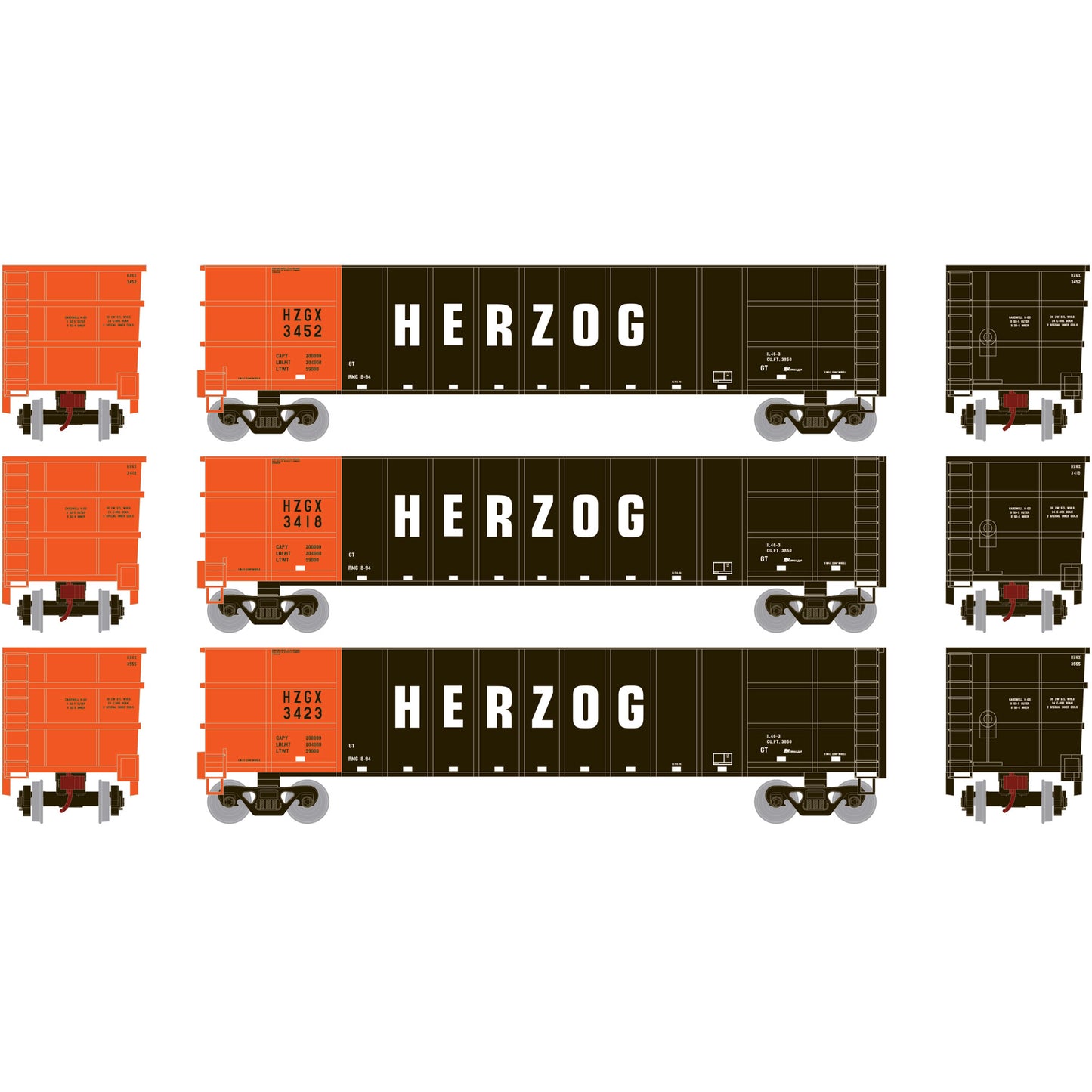 Athearn 17137 N Herzog Thrall High Side Gondola Black #1 (3)