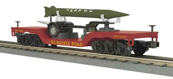 MTH 30-76553 Milwaukee Road Dep. Center Flat Car w/Rocket Load