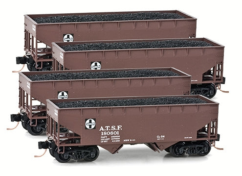 Micro-Trains 99300094 N ATSF 33' 2-Bay Side Hopper w/Load Runner Pack (Set of 4)