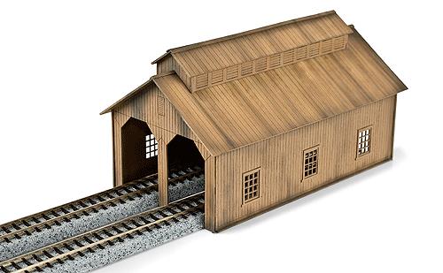 Micro-Trains 49990957 N Civil War Era 2-Track Wood Locomotive Shed Kit