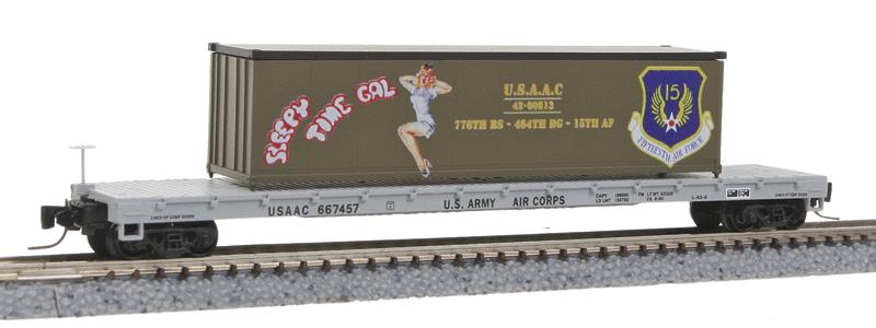 Micro-Trains 52400107 Z USAAC 60' Steel Flatcar w/40' Container Load #667457