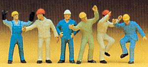 Preiser 10105 HO Steeplejacks Figures with Helmet & Overall (Set of 6)