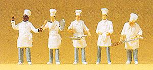 Preiser 10329 HO Scale Working Kitchen Cooks Figures (Set of 5)